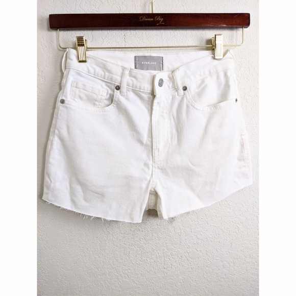 Everlane Pants - EVERLANE White Raw Hem High Waist Denim Shorts